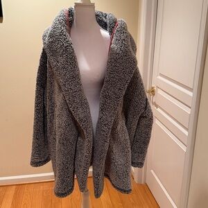 Sundance Pink and Gray Sherpa Open Hoodie Jacket